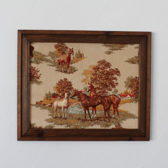 Other - Vintage 3D Padded Fabric Horses Wall Art, Equestrian or Western Home Decor